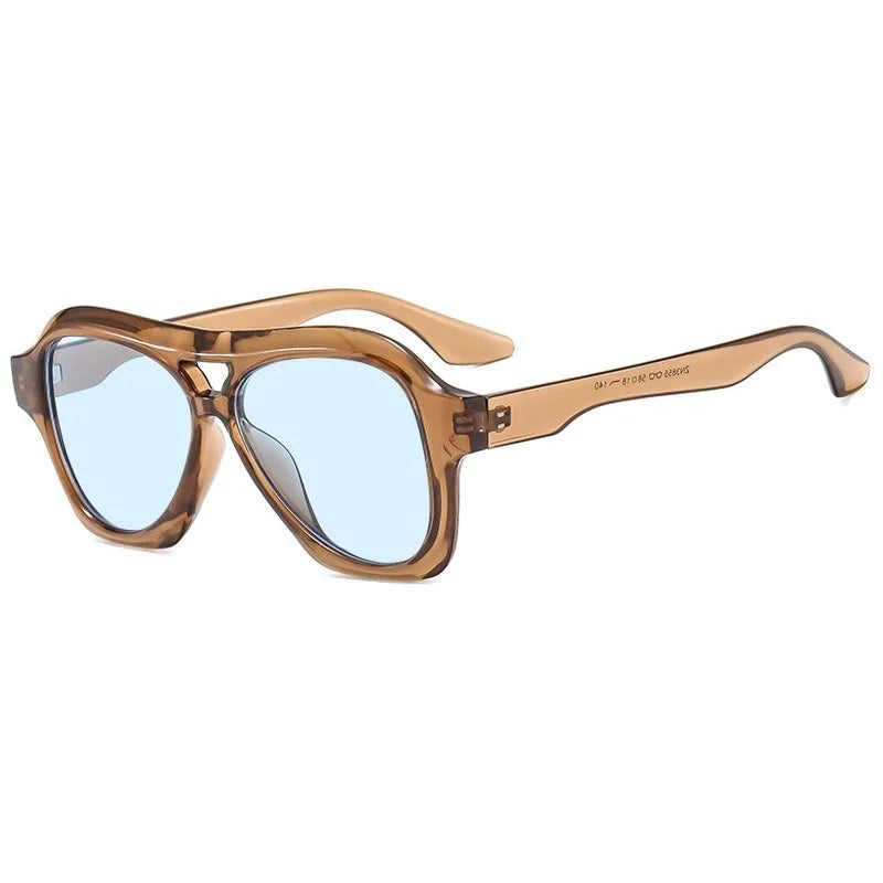 Retro Double Beam Large Frame Sunglasses for Women New Retro Fashion Brand Square Sun Glasses Eyeglasses Men Lentes De Sol Mujer