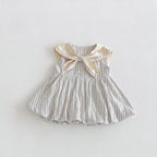 2026 Summer New Girls Preppy Style Striped Vest Dress Cotton Baby Girl Sailor Collar Sleeveless Dress Infant Toddler Clothes