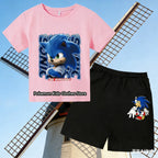 marque tendanceEnsemble de vêtements de sport décontractés pour garçons et filles de 3 à 12 ans, haut à manches courtes + short,