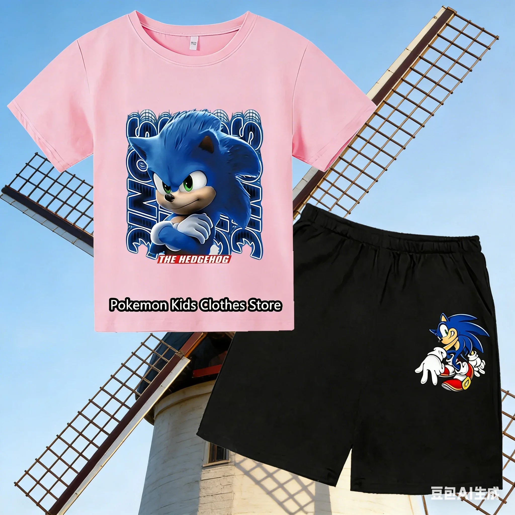 marque tendanceEnsemble de vêtements de sport décontractés pour garçons et filles de 3 à 12 ans, haut à manches courtes + short,