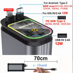 4 in 1 Retractable Car Charger 120W with USB C Lightning Cable Starlight in Auto Roof Fast Charging for IPhone Samsung Phones