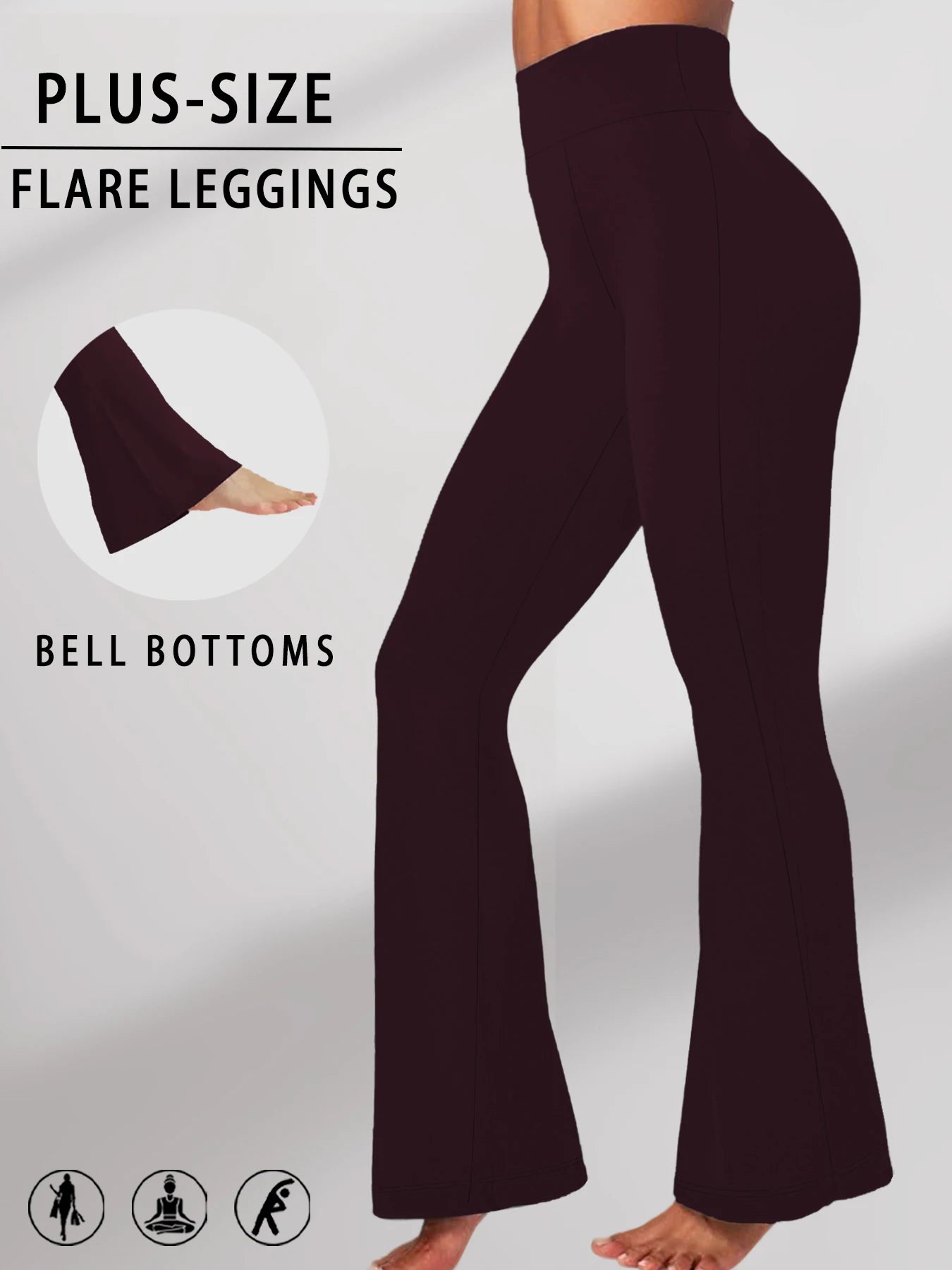 Plus Size Women's Super Soft Flare Pants High Waisted Tummy Control Workout Yoga Push Up Gym Fitness Long Leggings Bell Bottoms