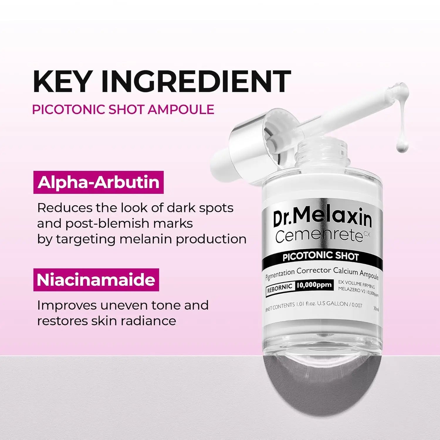 Cemenrete Picotonic Shot Calcium Serum for Firming Density collagen serum Even Skin Tone & Skin Clarity Anti-aging Dark spot