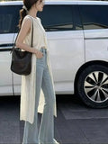 2026Boho Crochet Sleeveless Long Cardigan Women Summer Openwork Knit Vest Loose Maxi Kimono Cover Up Beachwear