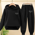 Two-piece Children's Sportswear Set with Cute Patterns Autumn Winter Includes Hoodies Pullovers Trousers Boys Girls Aged 3 to 13