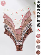 5-piece set of fully printed women's triangle panties with wavy edges, smooth and skin-friendly soft women's underwear