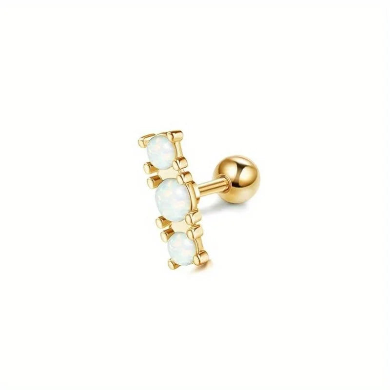 Drperfect Surgical Stainless Steel 16G Cartilage Earrings Studs Helix Couch Hoop Piercing Earrings Set Opal Shiny Earrings