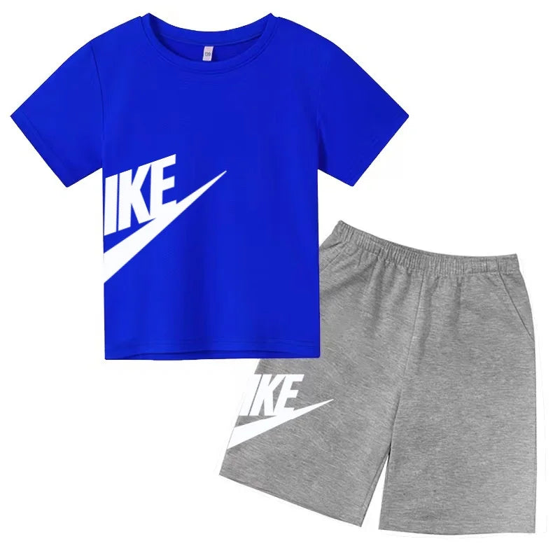 Summer Brand White T-shirt+Shorts Two-piece set Kids New Clothing Fashion Letter Boy Girl3-12Yrs Sports Short-sleeved Casual Set