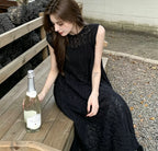 2026Boho Crochet Sleeveless Long Cardigan Women Summer Openwork Knit Vest Loose Maxi Kimono Cover Up Beachwear