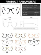2023 New Fashion Women Anti Light Blue Cat Eye Glasses Frame Retro Hight Quality Luxury Optical Computer Reading Eyeglasses