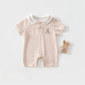 New Summer Newborn Baby Striped Romper Sailor Collar Jumpsuit Thin Breathable Baby Air Conditioner Infant Clothes