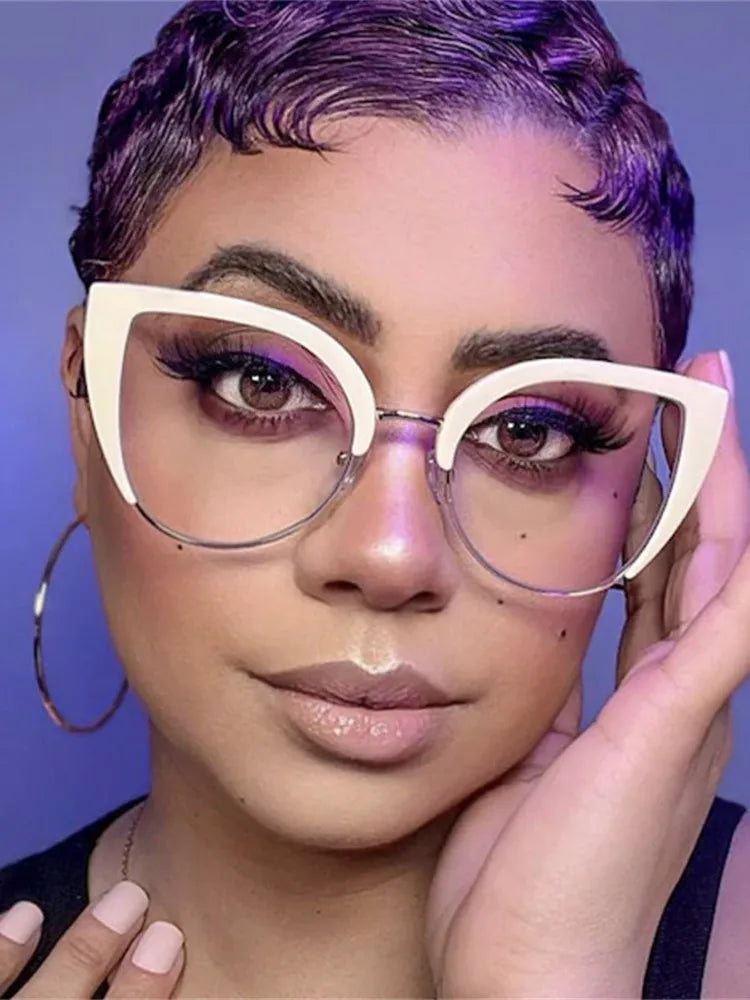Quality Cat Eye Half Frame Oversized Frame Glasses Anti-blue Light 2023 New Glasses Frame Ins Retro Trend Fashion Glasses 2023
