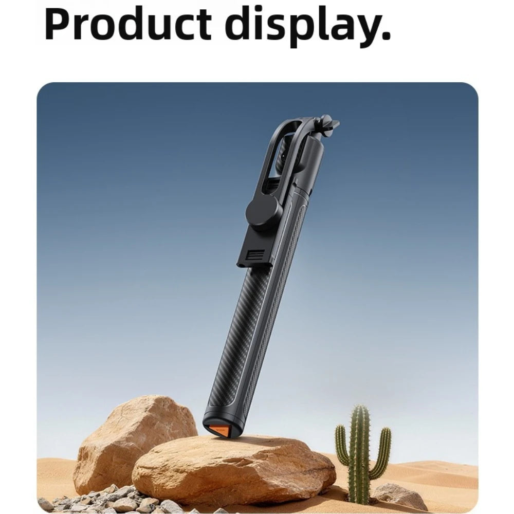 170cm Extendable Selfie Stick Tripod, Carbon Fiber Texture, Bluetooth Remote Control, Portable Phone Stand for Vlog & Live