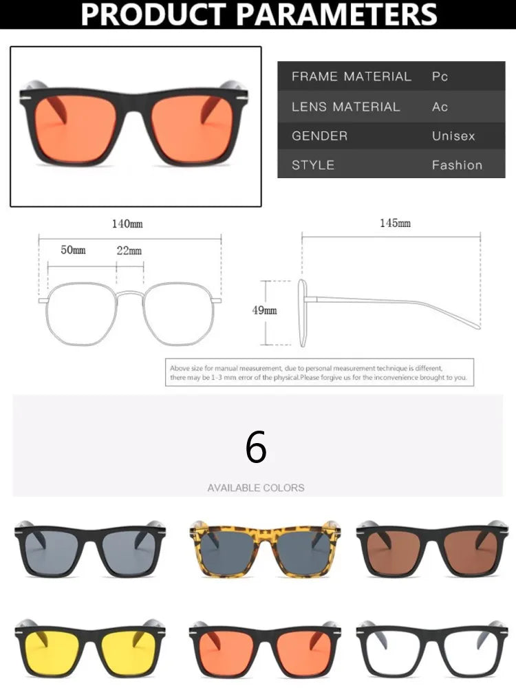 Classic Square Sunglasses Men's Women Male 2022 Brand Design Sun Glasses Men Oculos De Sol Gafas UV400 Retro Driving Eyewear