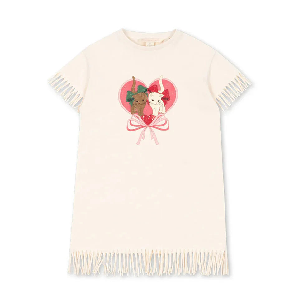 2025 KS Brand Summer Baby Girls Tassel Dresses T Shirts + Shorts Suits Sets Kids Clothes Girls Cotton Cherry Tank Dress Top 1-9Y