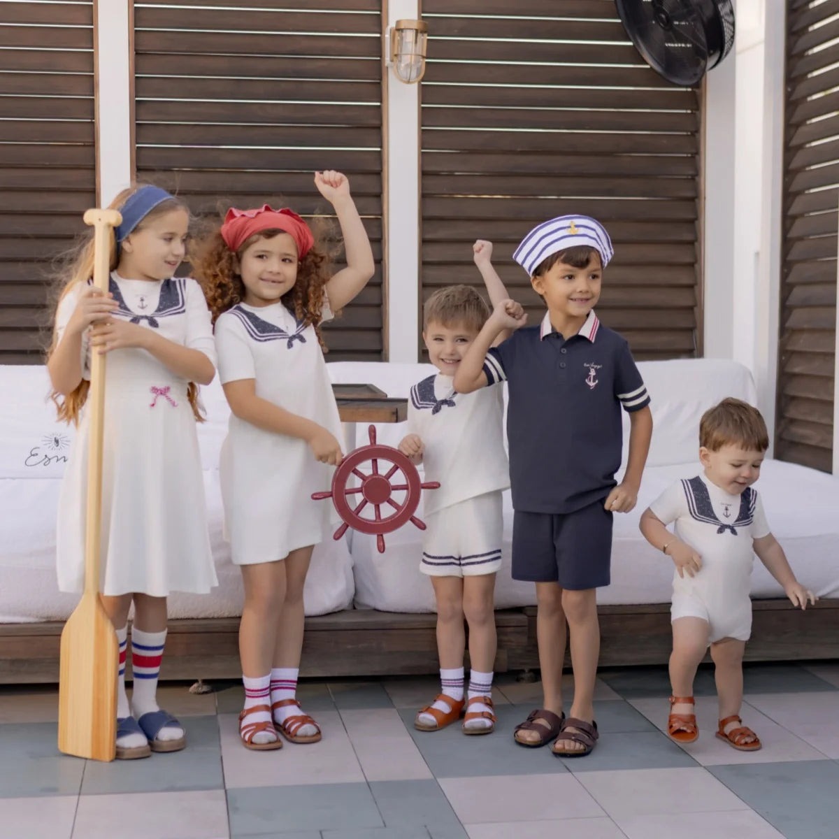 AP SS26 Nautical jersey cotton collection summer boys girls fashion casual clothing dress set shirt