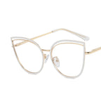 2023 Luxury Metal Women Cat Eye Optical Glasses Frame for Women Clear Fashion Transparent Fashion Computer Hollow Eyeglasses