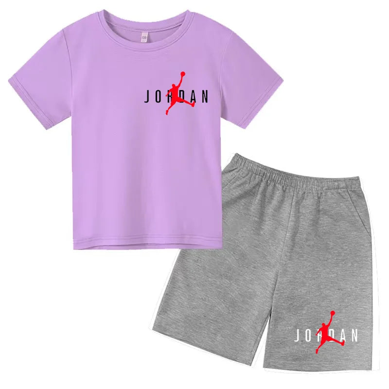 Children's Summer Sports Clothing T-shirts, Short Sleeves and Shorts for Boys and Girls Sports Outfits for Children Aged 3 to 13