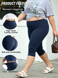 Women's Plus Size Capri Leggings High Waist Tummy Control, Stretchy Yoga Workout Pants (0XL-5X) - Spandex Elastic Fit