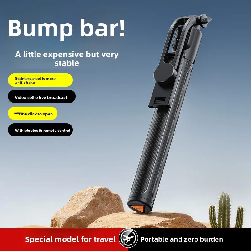 170cm Extendable Selfie Stick Tripod, Carbon Fiber Texture, Bluetooth Remote Control, Portable Phone Stand for Vlog & Live