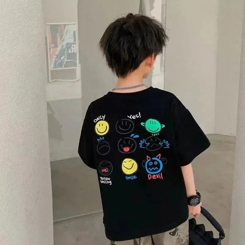 2026 New Summer Fashion Simple Short Sleeve T-Shirt for Children Cotton Casual Versatile Top for Girls And Boys