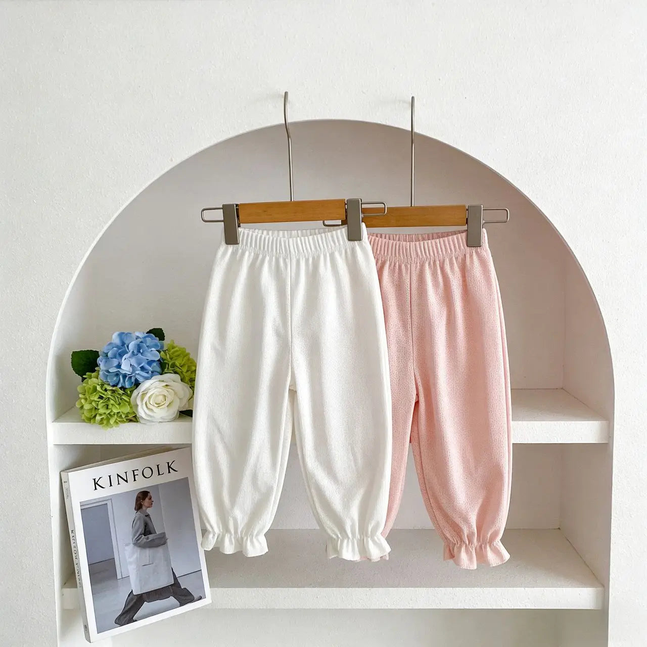 2026 Summer New Girls Solid Mosquito Proof Pants Children Casual Pants Baby Girl Lace Lantern Pants Toddler Cotton Trousers