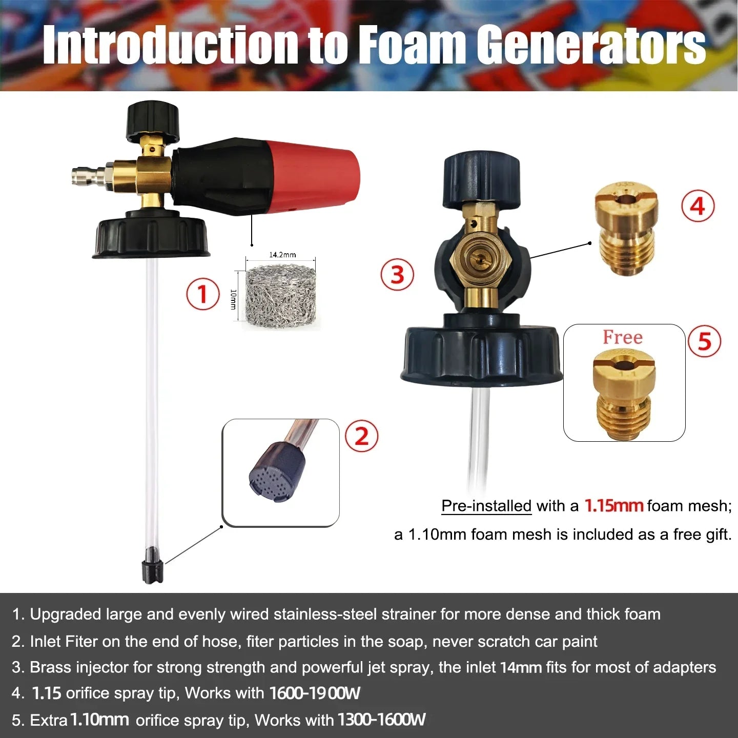 Graffiti Design High-Pressure Foam Gun Set - Multi-Brand Fit