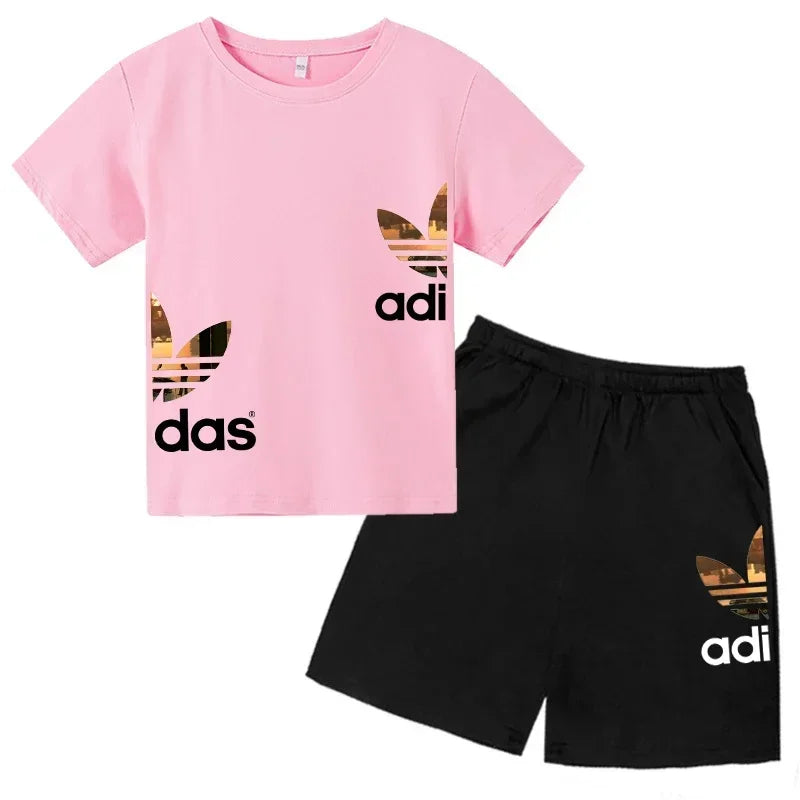 Leisure Letter 2pcs Kids Summer O-neck Short Sleeve T-shirts+Pants Suits 3-13 Years Boys Girls Casual Outfits Children Clothes