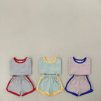 2026 Summer New Children Short Sleeve Clothes Set Boys Girls T Shirts + Shorts 2pcs Suit Baby Cute Striped Kids Casual Outfits