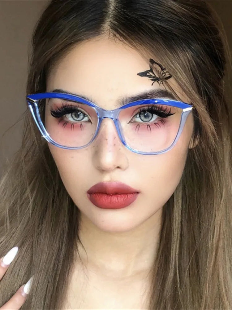 TR90 Fashion Myopia Glasses Frame Retro Brand Designer Cat Eye Optical Prescription Eyeglasses Women Computer Eyeglasses Girls