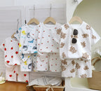 Baby Sleepwear 0-3Y Infant Pajama Set Cotton Strawberry Print Skin Friendly Baby Clothes Short Sleeve Toddler Loungewear