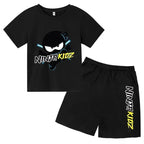 with round neck for boys and girls,Set of t -shirt and short sleeve shorts breathable cotton set with summer ninja print