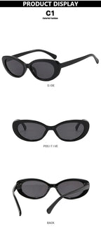New Retro Oval Cat Eye Sunglasses for Women Men Y2k Trendy Narrow Small Sunnies 90s Brand Designer Sun Glasses UV400