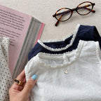 2026 Summer New Girls Sleeveless Shirts Solid Cute Baby Girl Sweet Lace Blouse Toddler Cute Thin Cotton Tops Kids Clothes