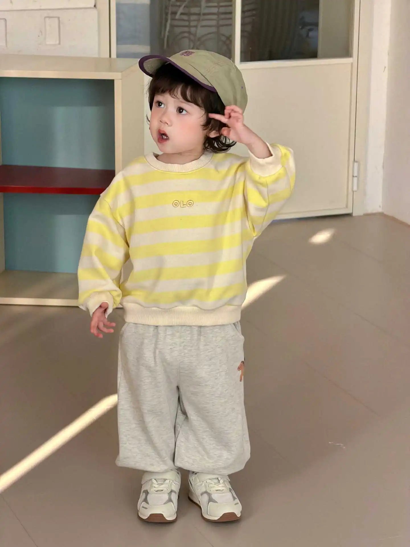 2026 Spring New Baby Long Sleeve Sweatshirt Boys Casual Striped Pullover Infant Girls Cotton Loose Tops Toddler Clothes