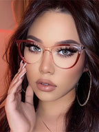 Metal Cat Eye Glasses Frame Woman Fashion TR90 Brand Designer New Trend Cateye Computer Eyewaer Gradient Color Frame Eyegalsses