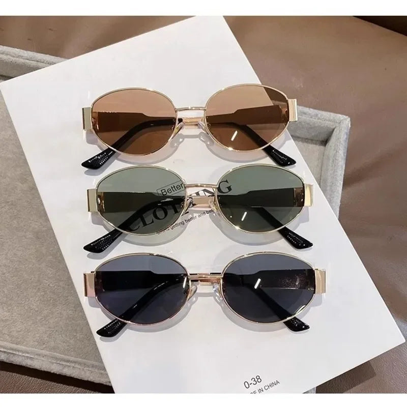 Luxury Metal Sunglasses for Men and Women Unisex Designer Fashion Sun Glasses Oval Unisex Stylish Eyewear Shades UV400