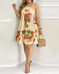 Women's 2026 Summer Off-Shoulder Tie-Up Dress – Loose Fit Print Maxi Dress, Sexy Vacation Beach Dress
