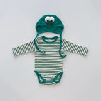 2026 Spring New Baby Long Sleeve Bodysuit + Hat Infant Girls Cute Thin Striped Jumpsuit Newborn Toddler Cotton Clothes 0-24M