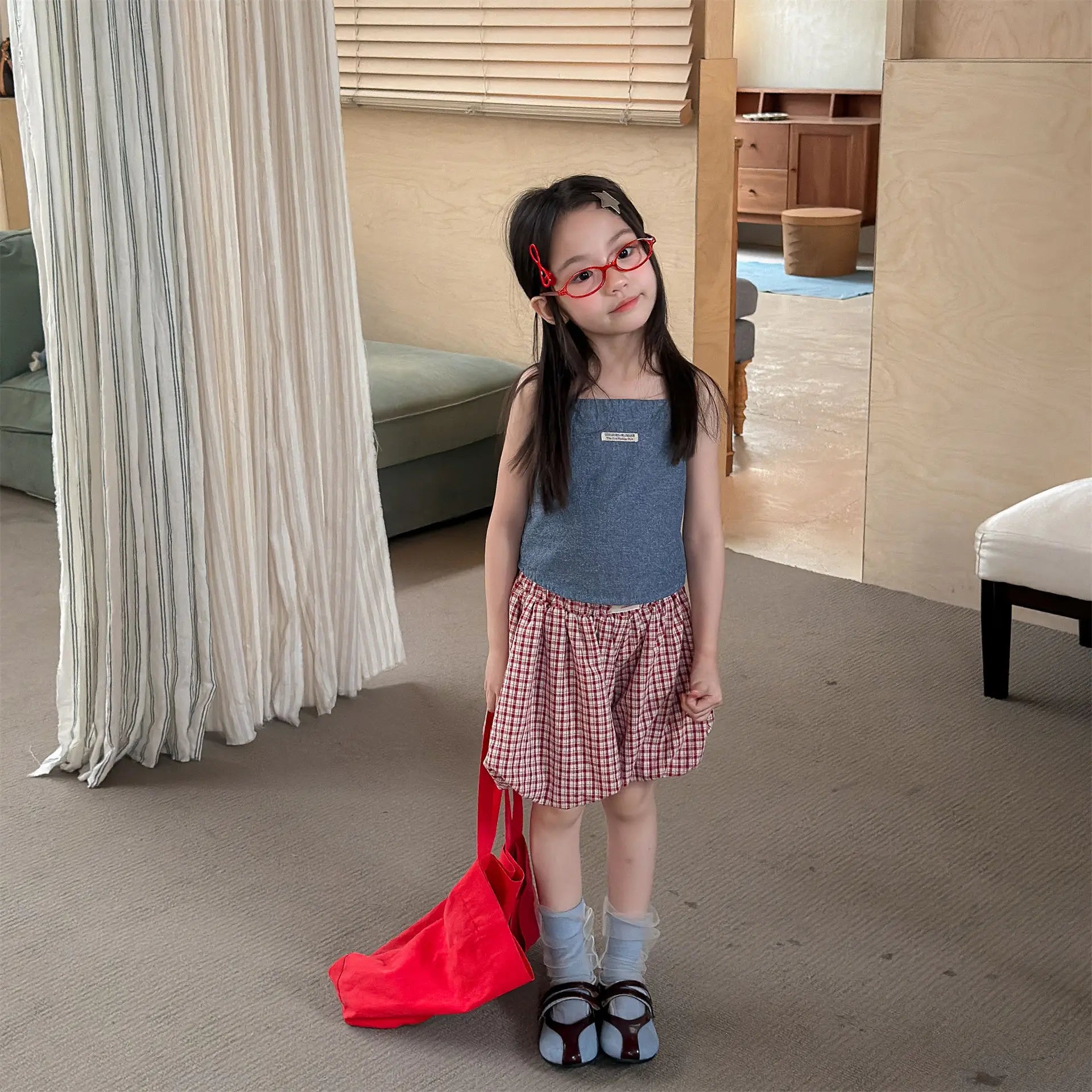 2026 Summer New Children Plaid Shorts Cotton Girls Cute Loose Culottes Kids Fashion Casual Shorts Toddler Clothes