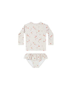Summer RC Baby Girls Long Sleeve One-piece Swimsuit Set Toddler Girl Sunscreen Floral Bikini Suits Kids Swimwears Bodysuit 1-12Y