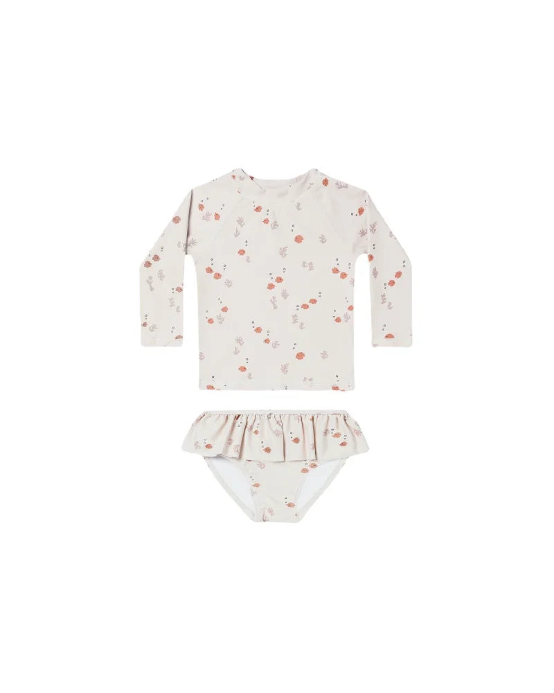 Summer RC Baby Girls Long Sleeve One-piece Swimsuit Set Toddler Girl Sunscreen Floral Bikini Suits Kids Swimwears Bodysuit 1-12Y
