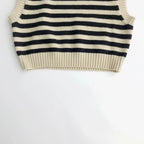 Autumn Baby Boys Striped Sweater Vest Children Cotton Cashmere Pullovers Waistcoat Kids Clothes Toddler Girls Sleeveless Sweater