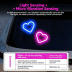 Solar-Powered Led Car Window Neon Lights - Heart-Shaped Rgb-Free Color-Changing Interior Wiring Free Atmosphere Light