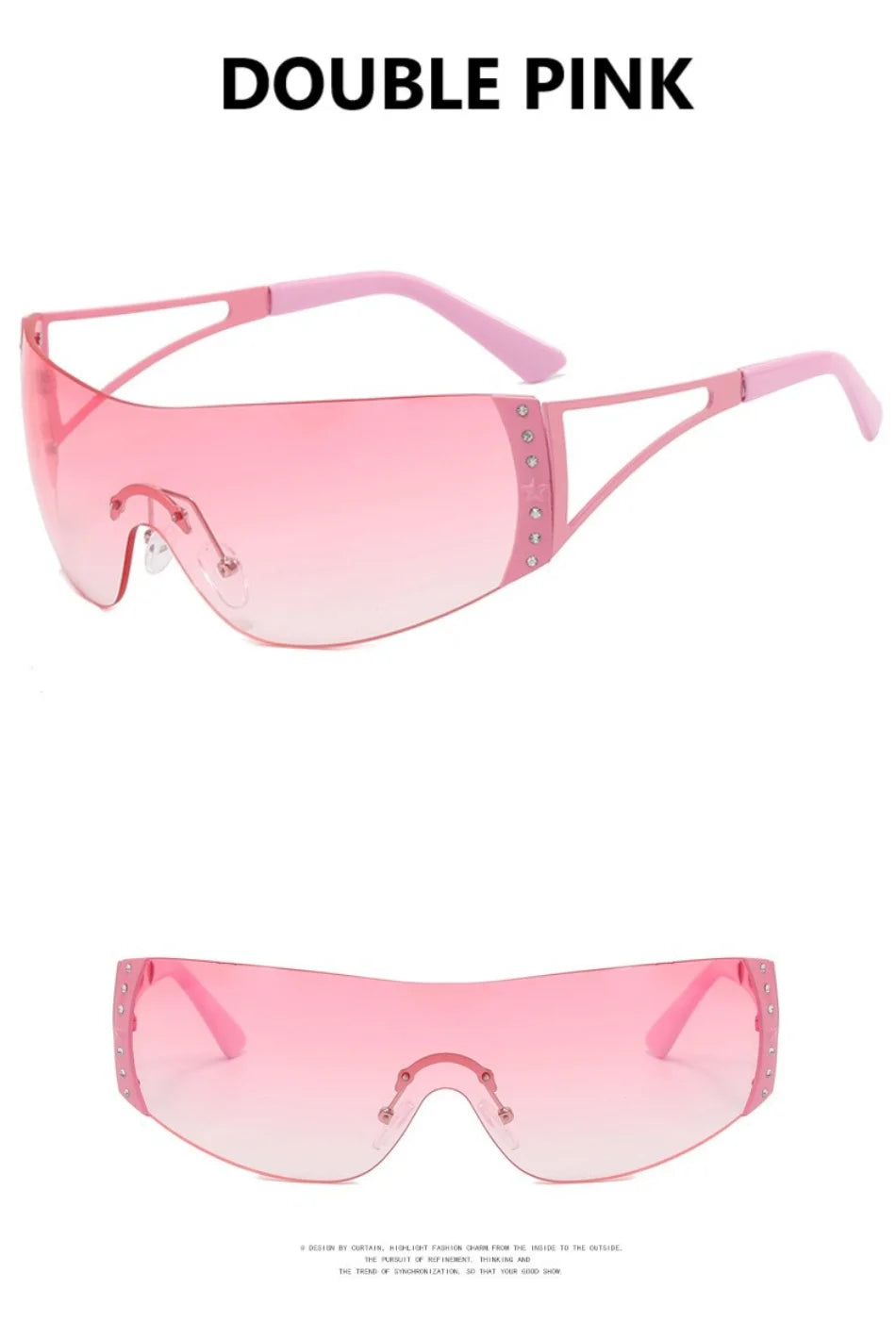 Cyberpunk Y2K Sunglasses Women Fashion Rimless One Piece Sun Glasses Men Vintage Shades 2000S Accessories 90S Gradient Glasses
