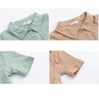 AS 2024 Girls Clothes Short Sleeve 3/4 Kids Boys Clothes For Summer Outfits Girls Clothing Children Ribbed Sets Dress
