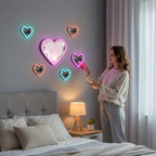 Solar-Powered Led Car Window Neon Lights - Heart-Shaped Rgb-Free Color-Changing Interior Wiring Free Atmosphere Light