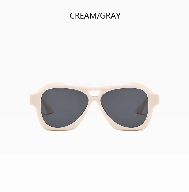 Retro Double Beam Large Frame Sunglasses for Women New Retro Fashion Brand Square Sun Glasses Eyeglasses Men Lentes De Sol Mujer