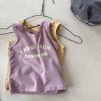2026 Summer New Children Sleeveless T Shirts Cotton Boys Girls Letter Print Loose Vest Baby Thin Casual Tops Kids Clothes