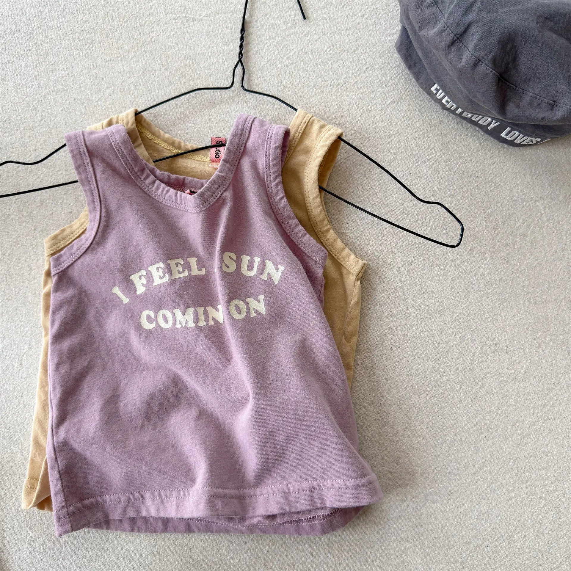 2026 Summer New Children Sleeveless T Shirts Cotton Boys Girls Letter Print Loose Vest Baby Thin Casual Tops Kids Clothes